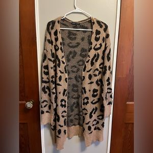 Shein Leopard Print Long Cardigan, Size L
